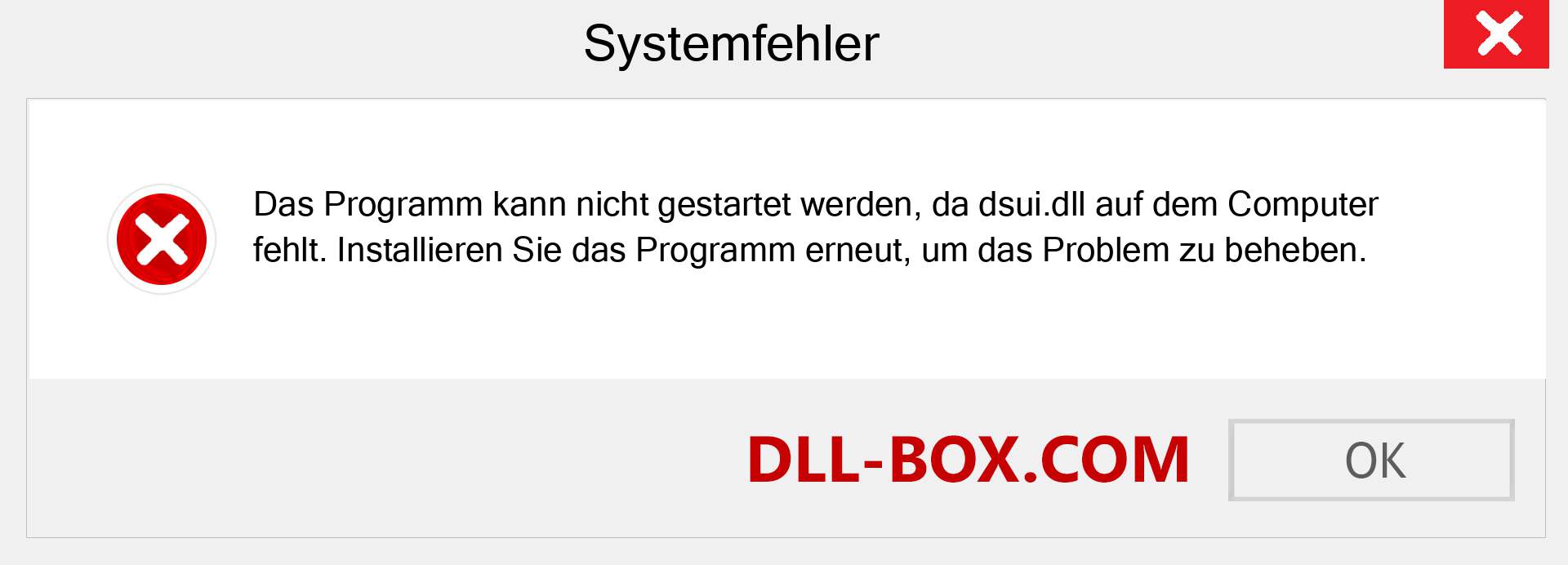 dsui.dll-Datei fehlt?. Download für Windows 7, 8, 10 - Fix dsui dll Missing Error unter Windows, Fotos, Bildern