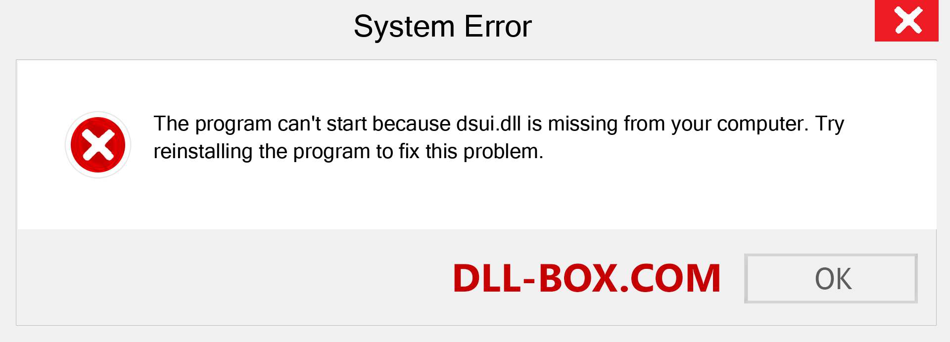  dsui.dll file is missing?. Download for Windows 7, 8, 10 - Fix  dsui dll Missing Error on Windows, photos, images